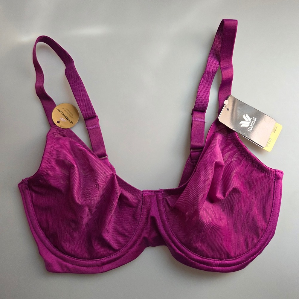 Wacoal Ultimate‎ Lift Unlined Underwire Bra Magenta Purple 32DD NEW